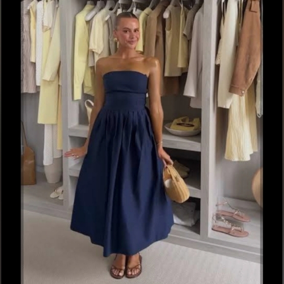 Zara Strapless Poplin Dress - Picture 3 of 7